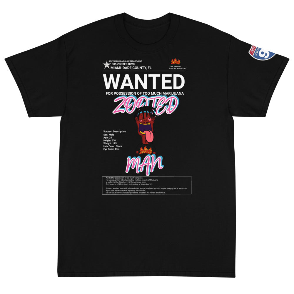 ZOOTED APPAREL- Short Sleeve T-Shirt - ZOOTED MAN WANTED MIAMI-DADE (DARK)