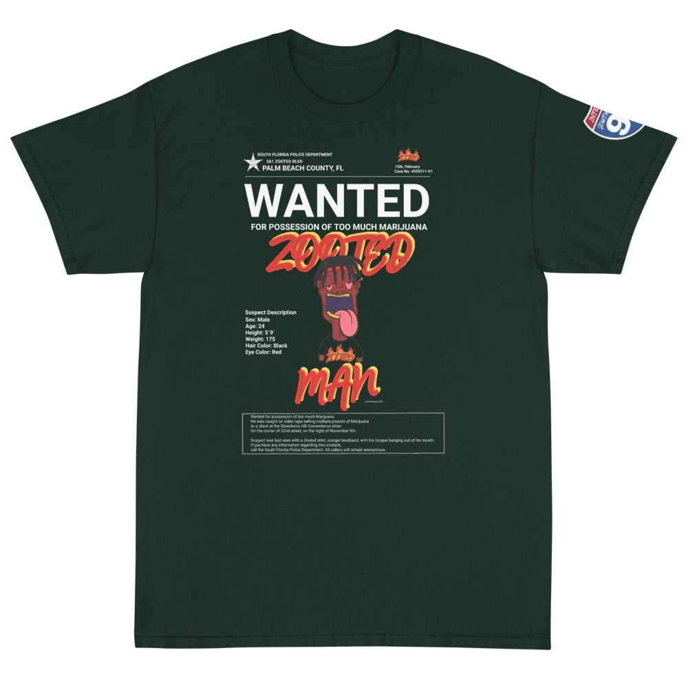 ZOOTED APPAREL- Short Sleeve T-Shirt - ZOOTED MAN WANTED PALM BEACH COUNTY (DARK)