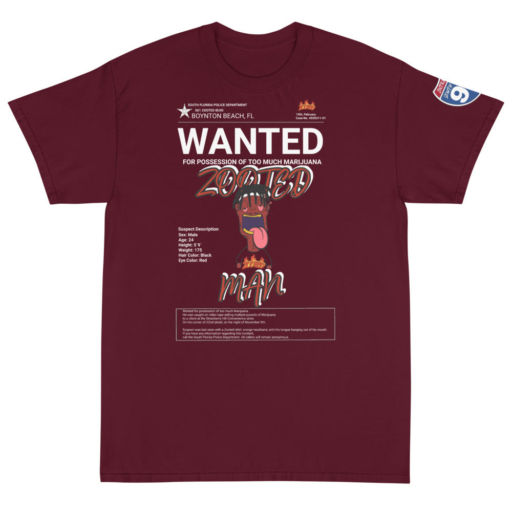 ZOOTED APPAREL Short Sleeve T-Shirt - ZOOTED MAN WANTED BOYNTON BEACH (DARK)