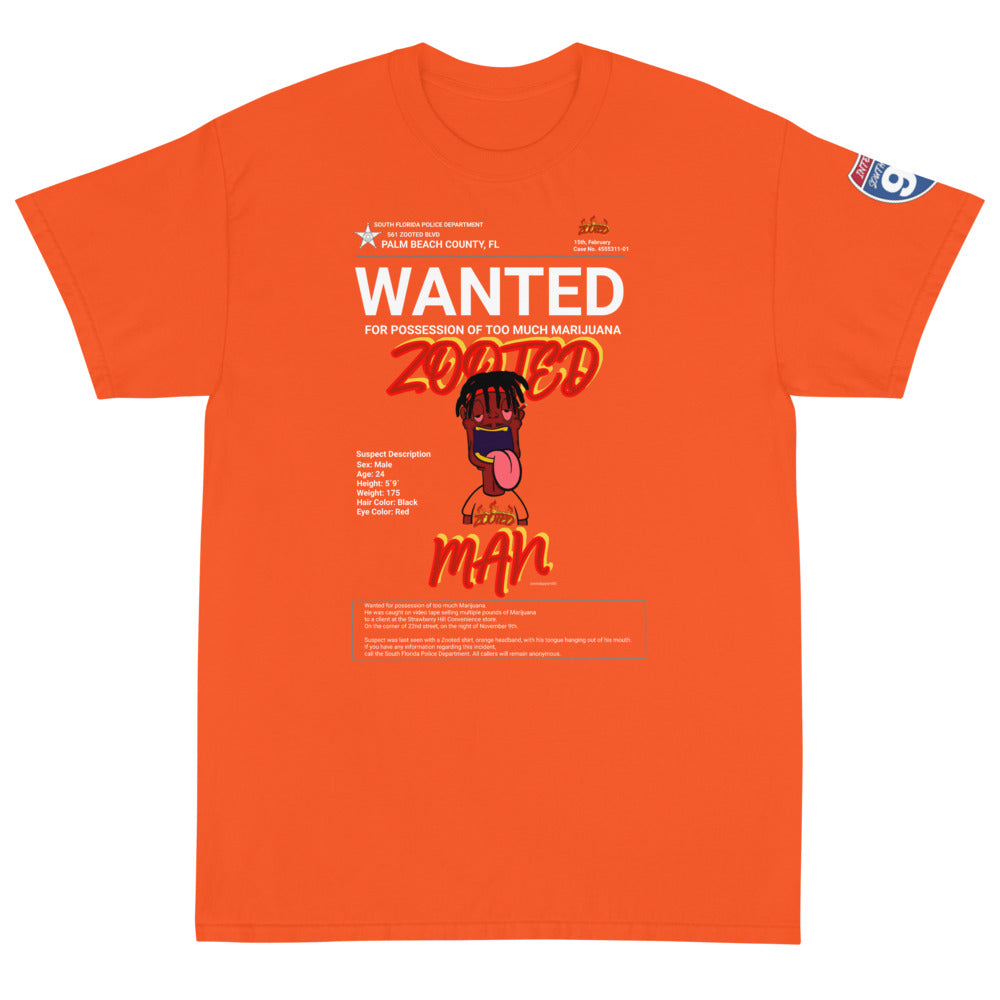 ZOOTED APPAREL- Short Sleeve T-Shirt - ZOOTED MAN WANTED PALM BEACH COUNTY (DARK)