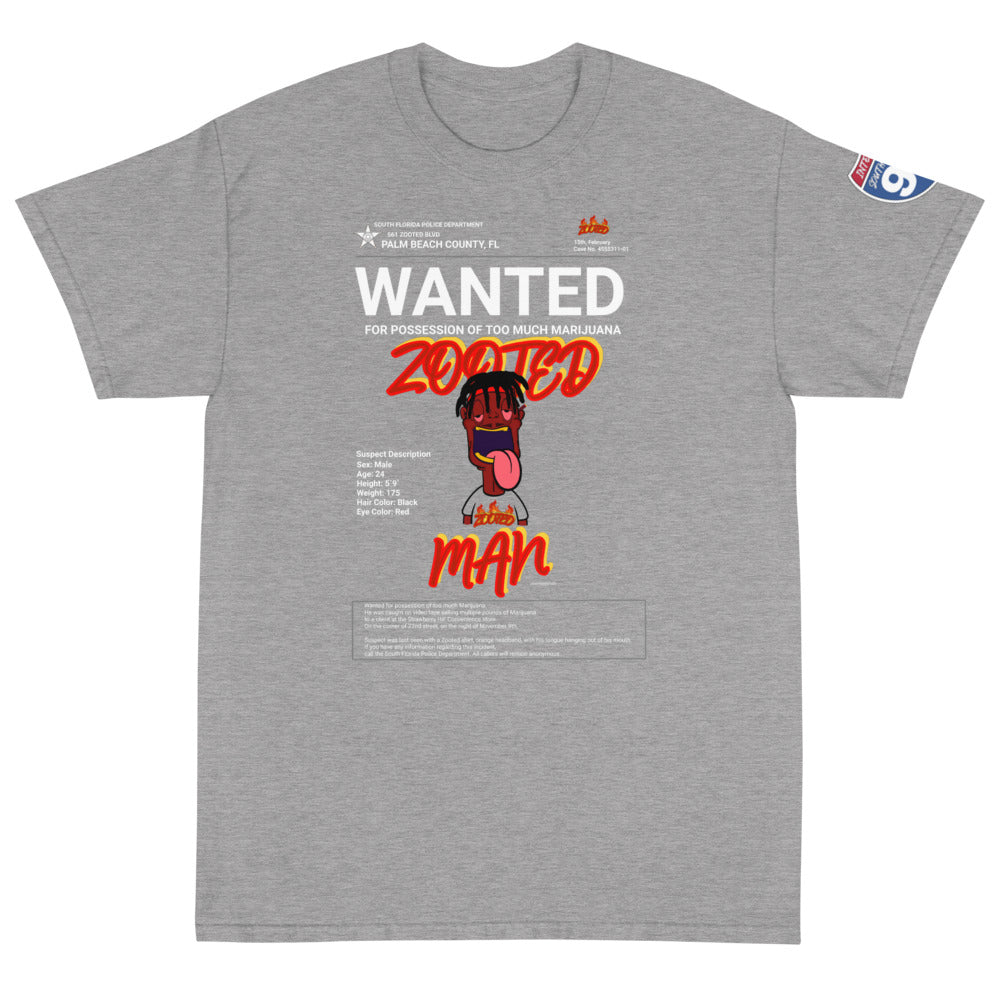 ZOOTED APPAREL- Short Sleeve T-Shirt - ZOOTED MAN WANTED PALM BEACH COUNTY (DARK)