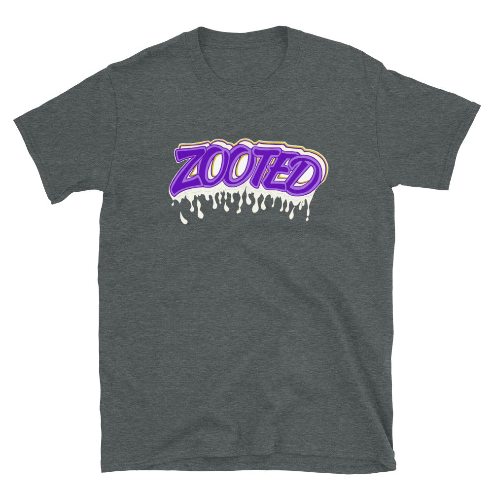 ZOOTED APPAREL - Short-Sleeve Unisex T-Shirt - Zooted Drip (purple,Gold,White)