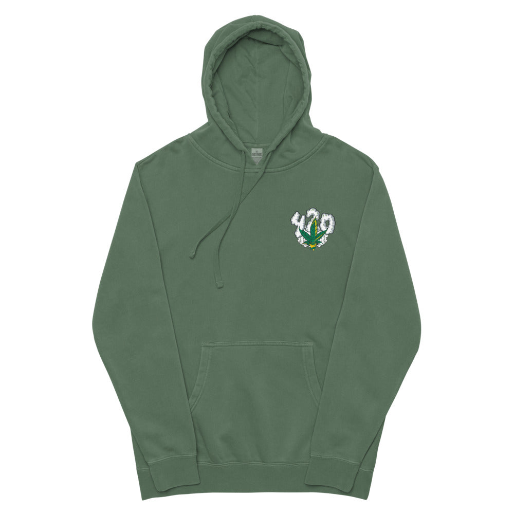 ZOOTED APPAREL- Unisex pigment dyed hoodie - ZOOTED 420 WEED MAN